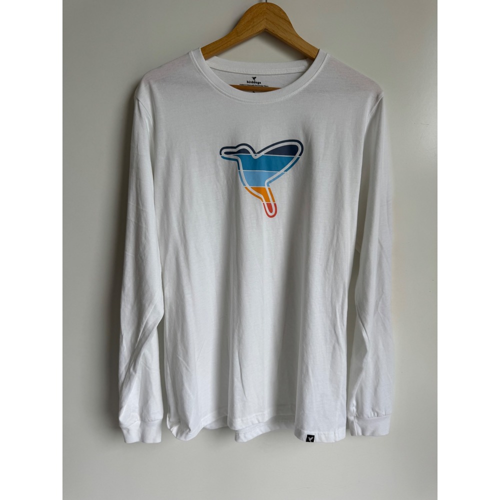 Birddogs White Long Sleeve Graphic Tee Retro Bird Logo Mens Large gorpcore boom